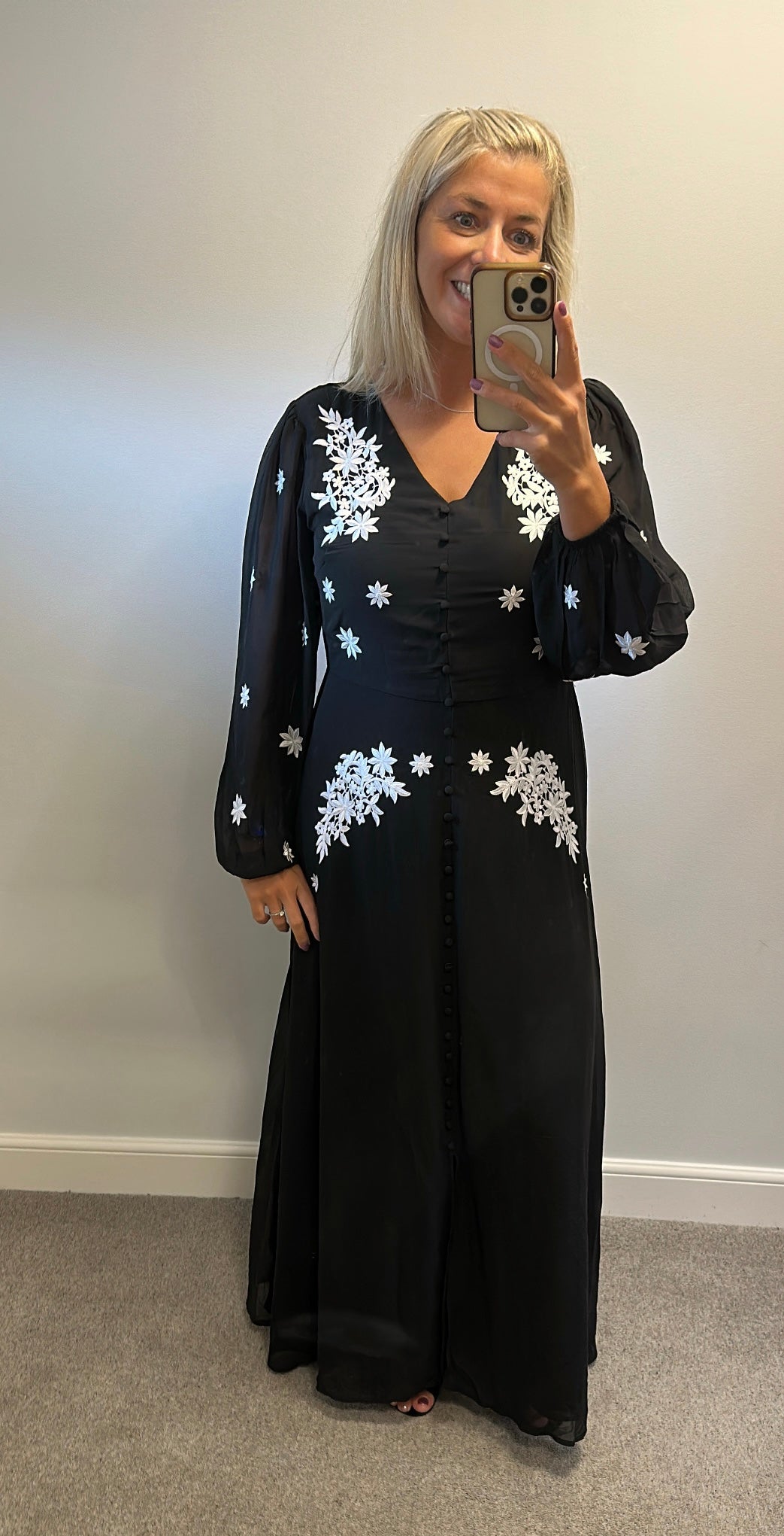 The collection black and white embroidered flower dress size 14