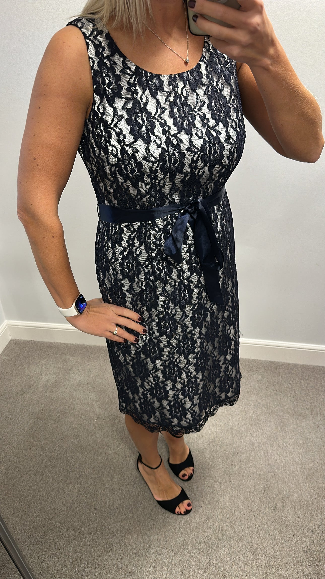 Jacques vert navy lace dress size 12