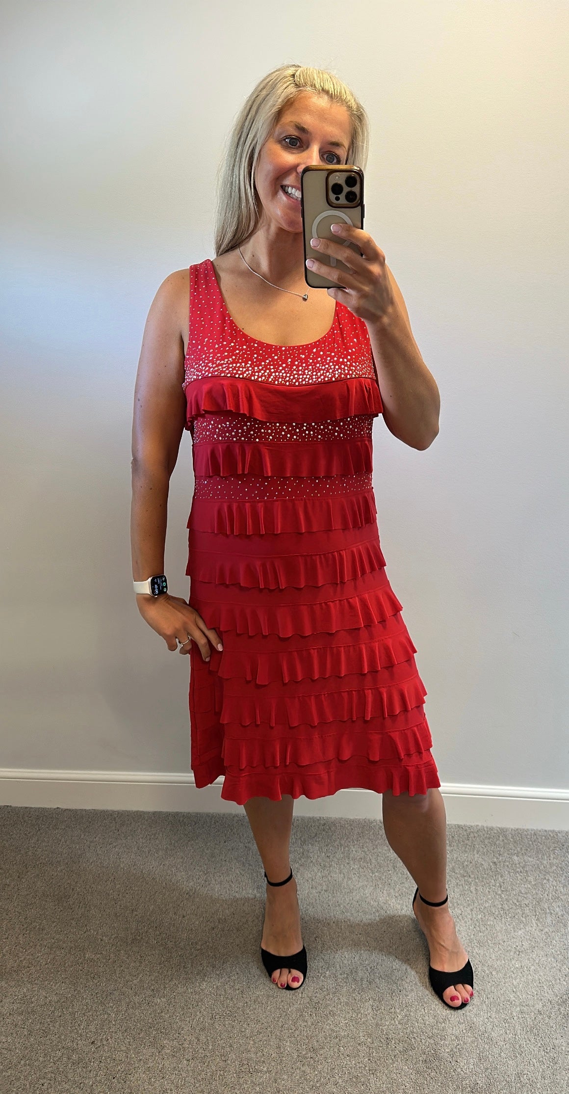 Alparadise red embellished ruffle dress size XL would fit upto size 18
