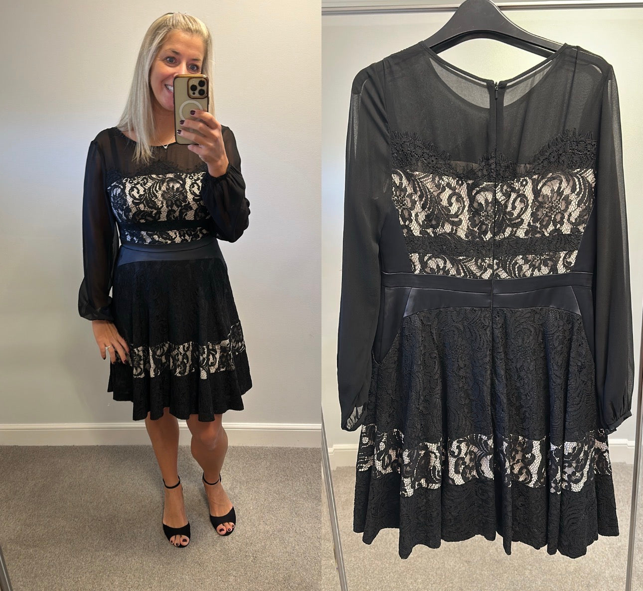 Coast black lace dress size 12