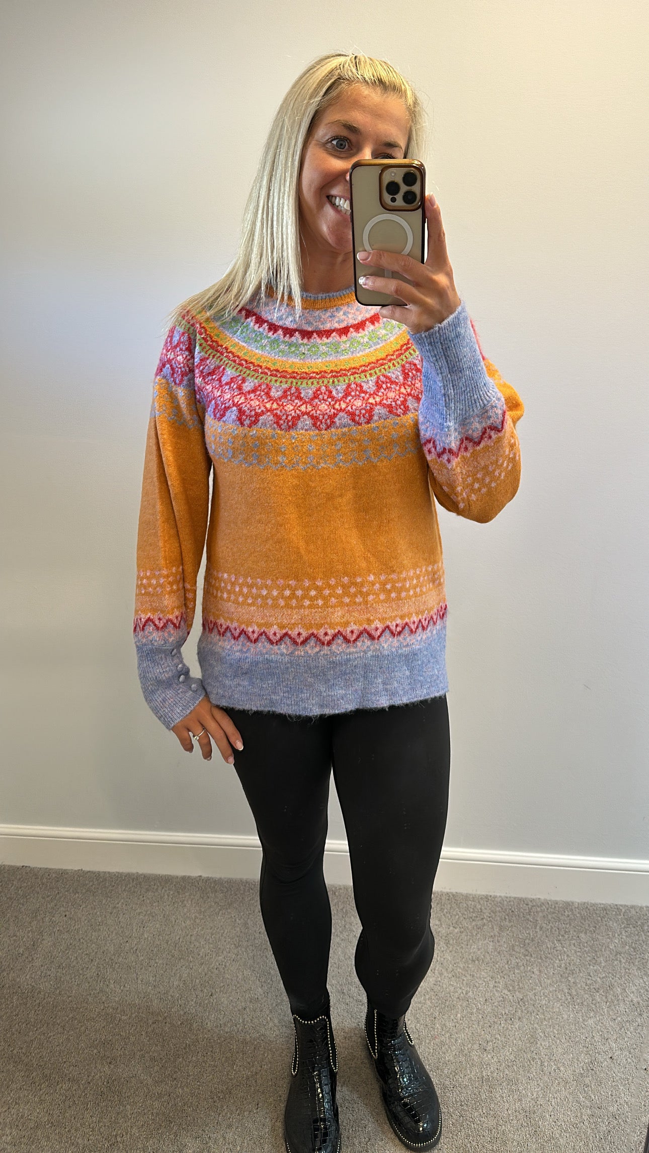 Monsoon orange / multi colour knit jumper size M would fit upto size 14