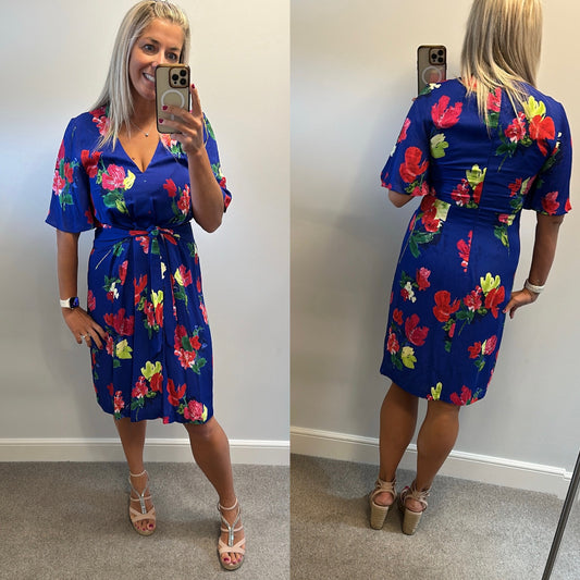 Phase eight blue floral print dress size 12
