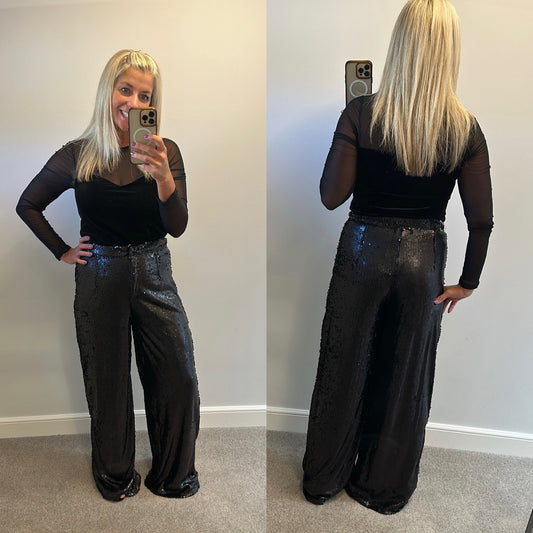 Boohoo black sequin trousers size 12 brand new with tags