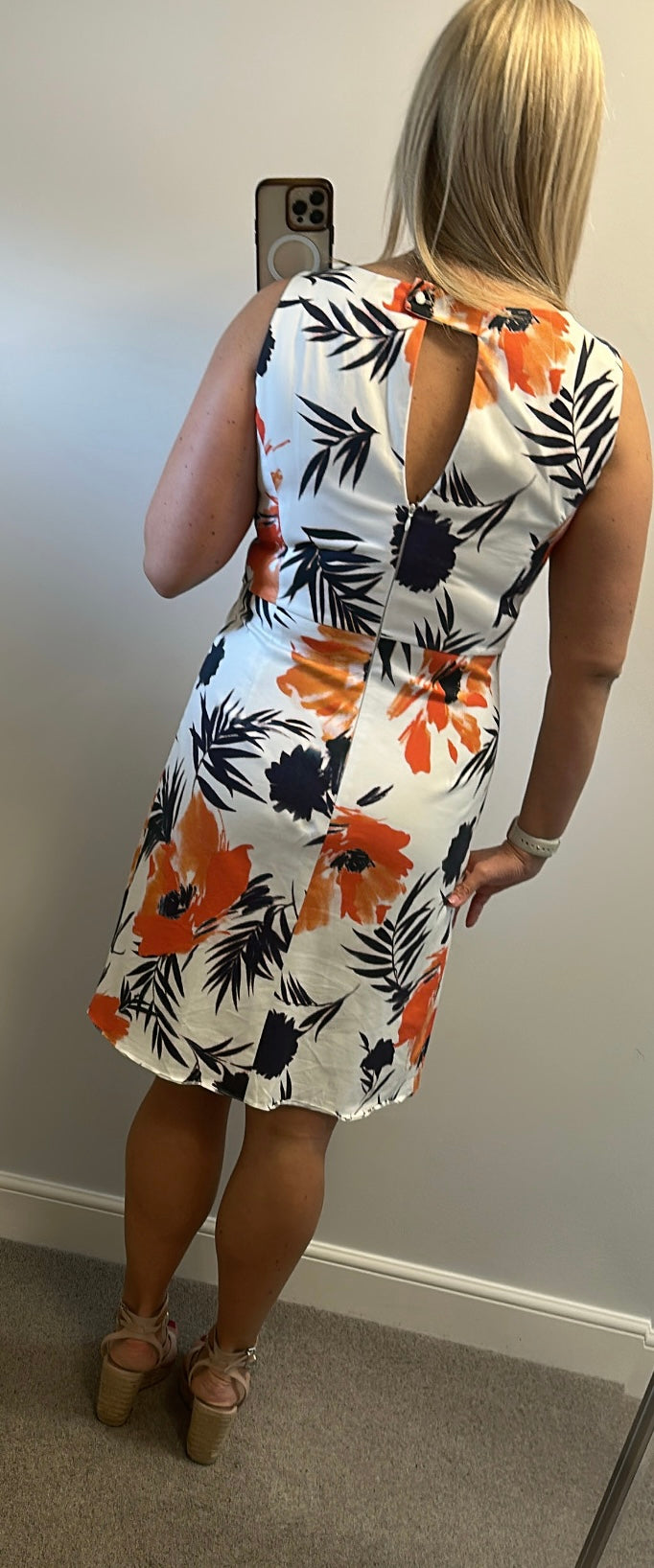 Phase eight white floral dress size 14