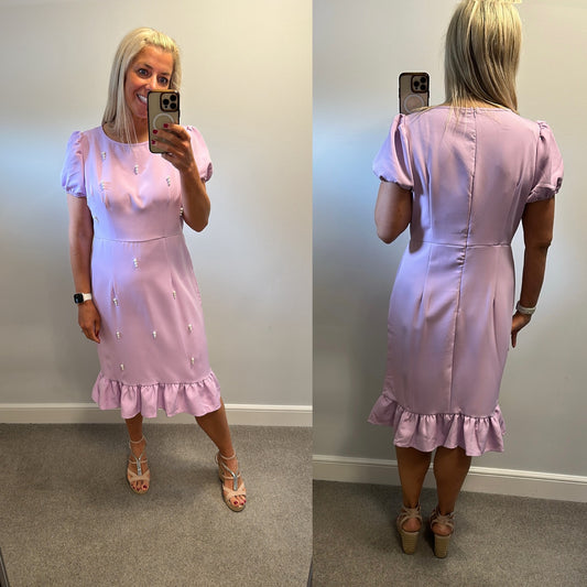 Lilac pearl dress size XL would fit upto size 16