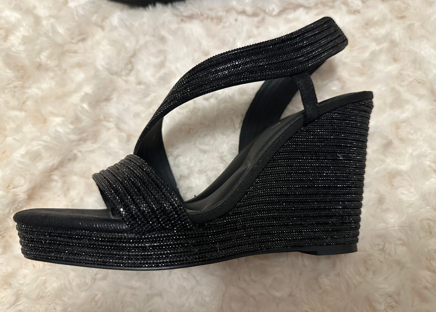 Carvela black sparkly wedges size UK 6