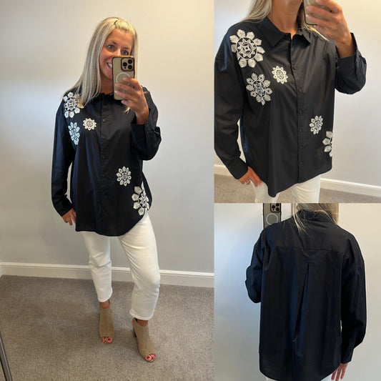 Marks and Spencer’s black embroidered shirt size 18 brand new with tags