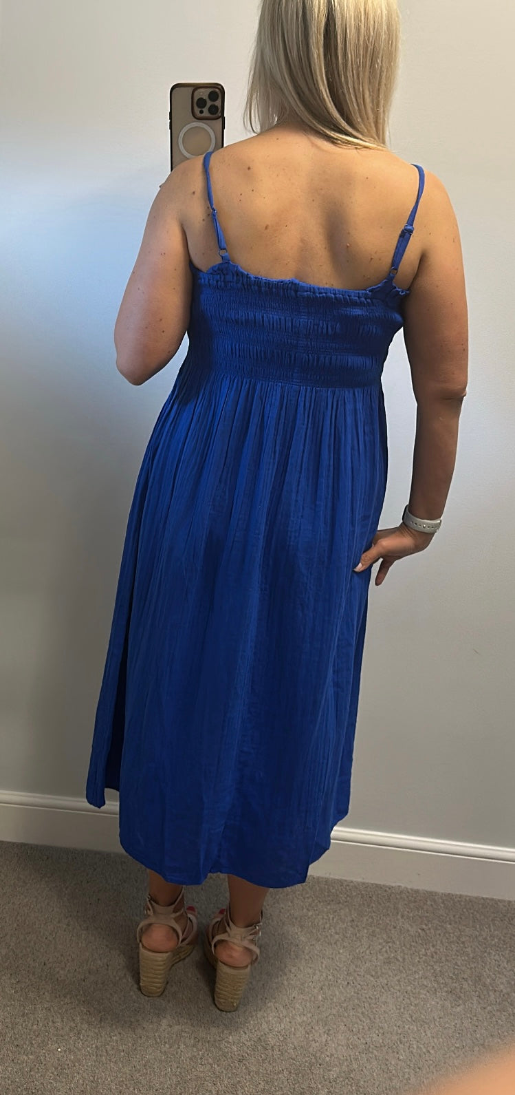 F&F blue summer dress size L fitting upto size 16