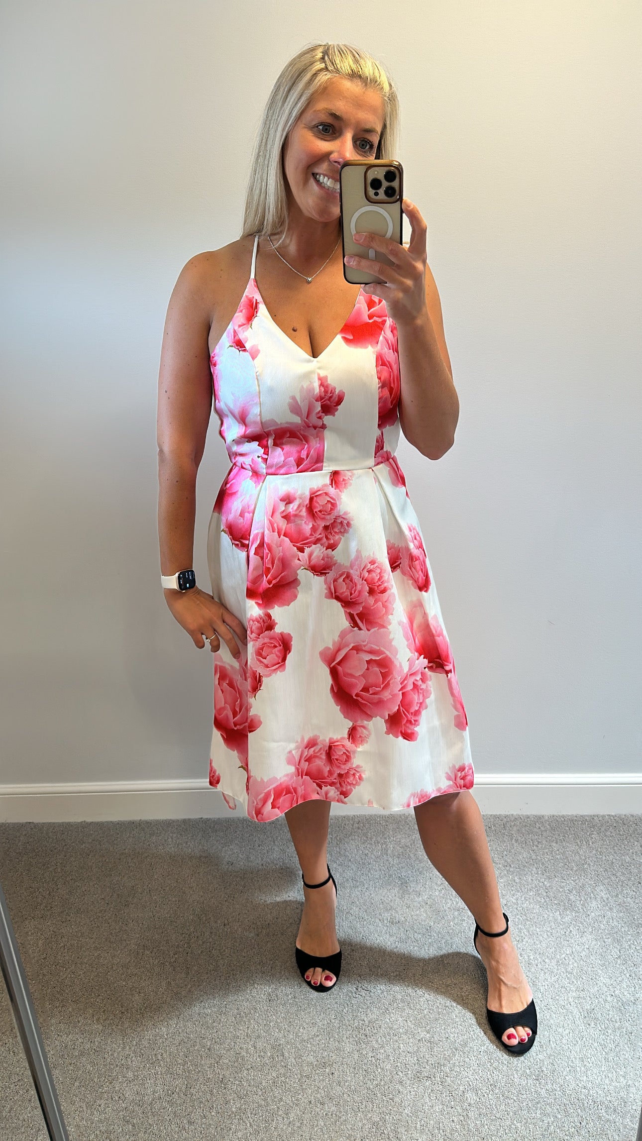Luxe white and pink floral dress size 12