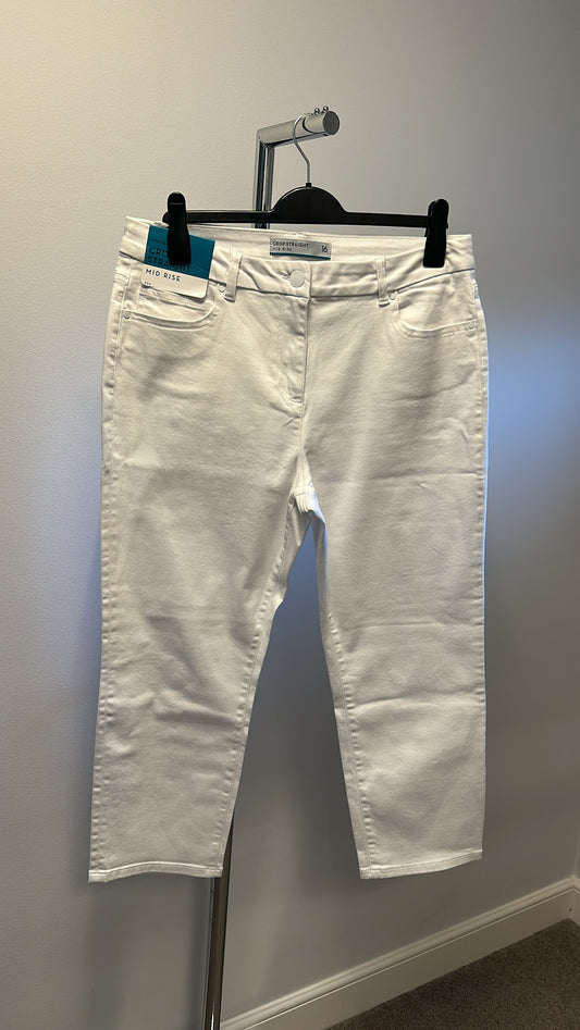 Next crop straight mid rise white jeans size 16 brand new with tags