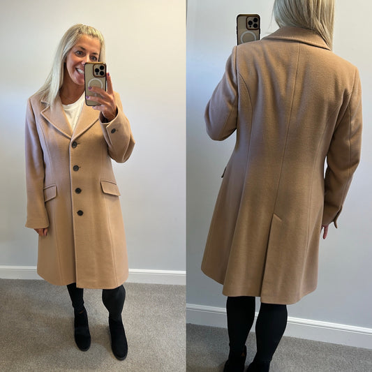 Four seasons tan wool coat size L