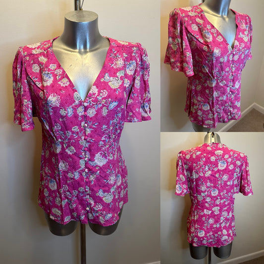 Monsoon pink floral top size 12