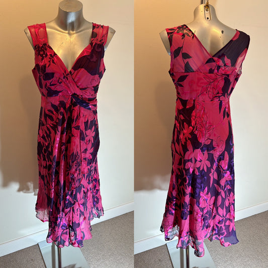 Phase eight pink / navy floral dress size 12 brand new with tags