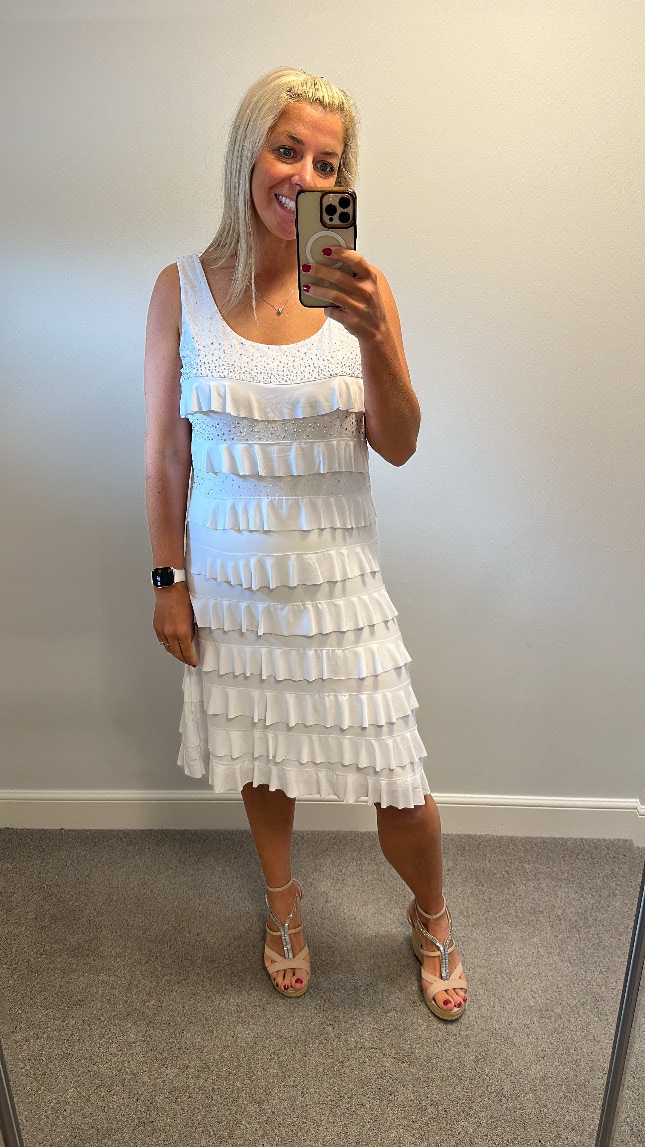 Alparadise white embellished ruffle dress size XL would fit upto size 18