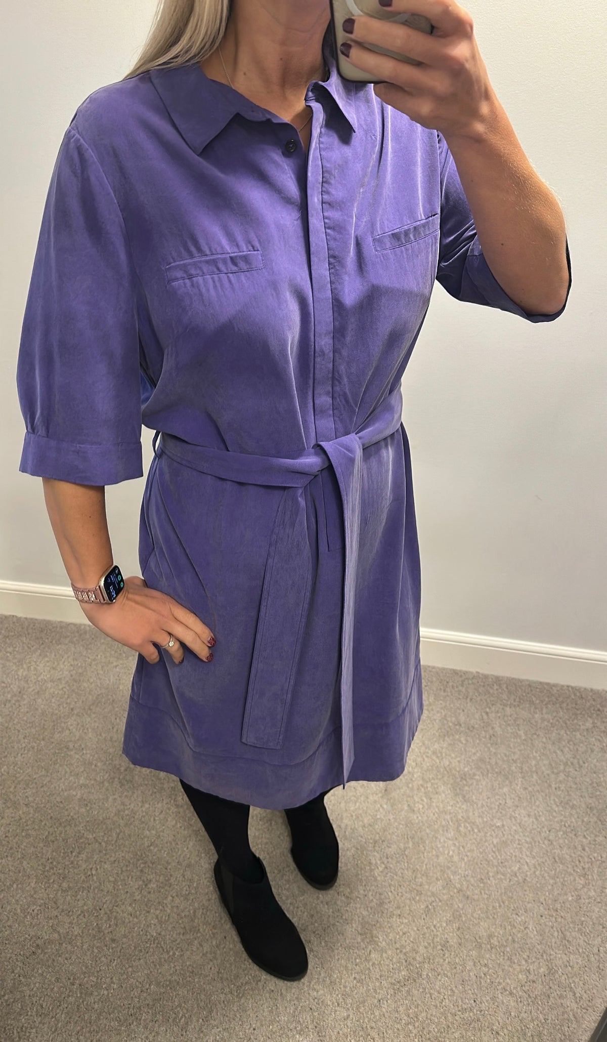 Hobbs purple silk dress size 18