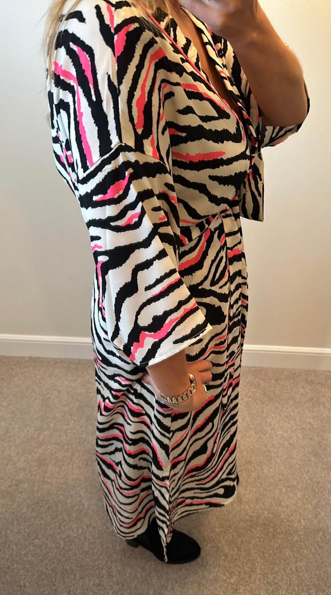 Zebra print dress would fit upto size 14