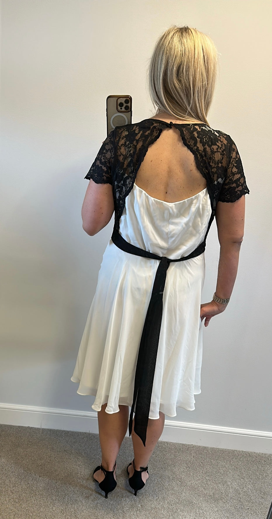 White and black lace dress size 18