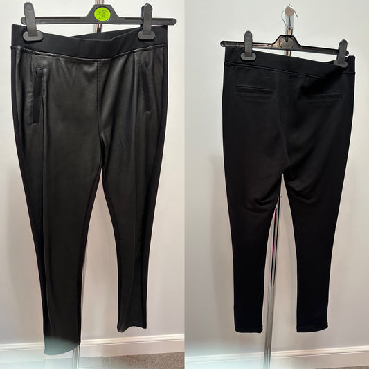 black leatherette trousers size M would fit upto size 12