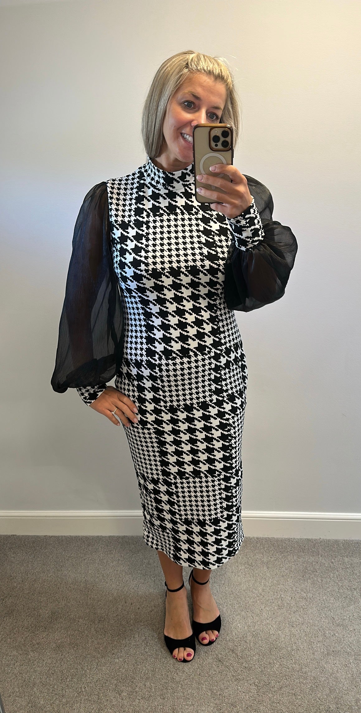 Black dog tooth dress size 14