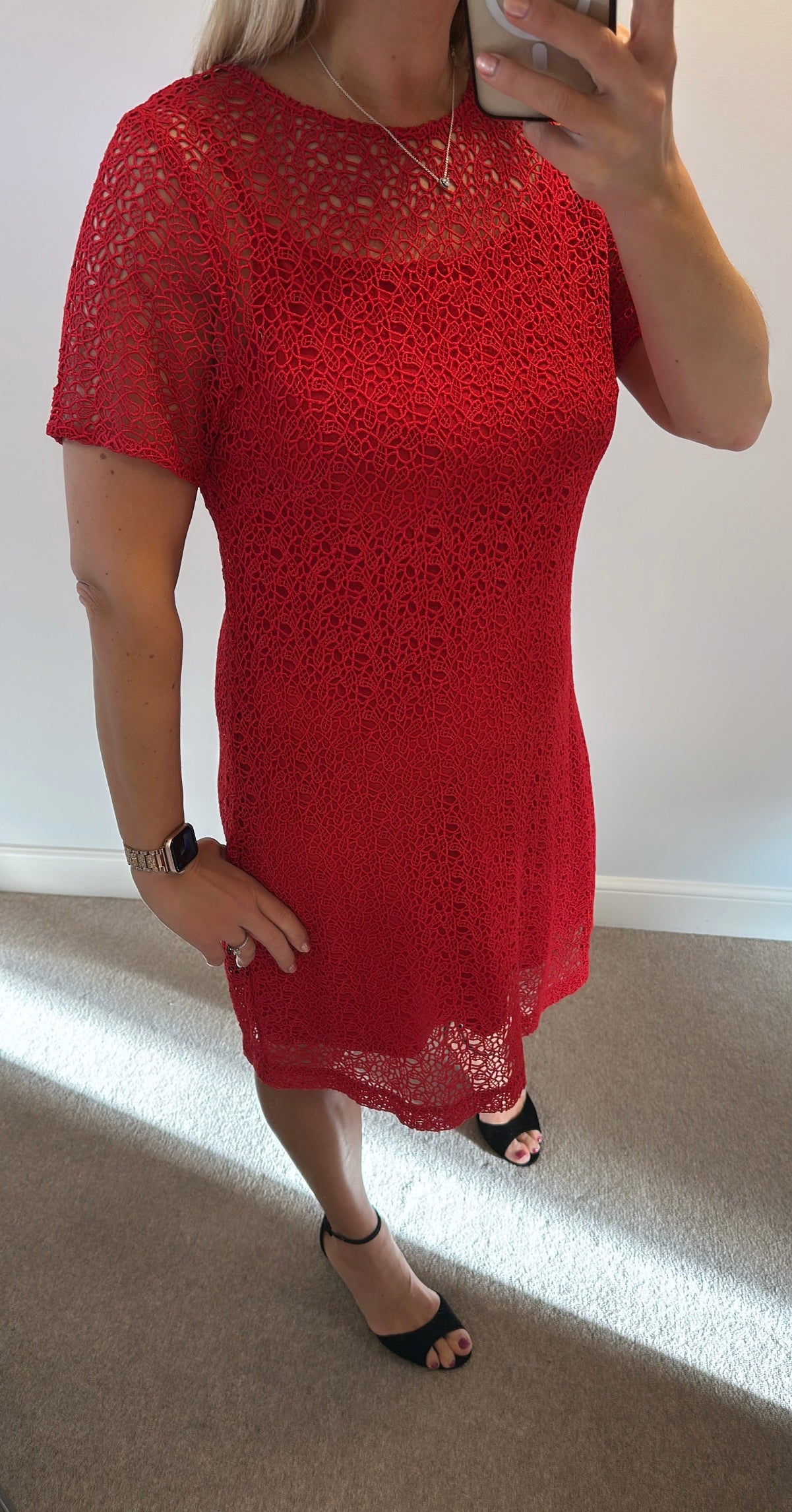 Coast red lace dress size 16