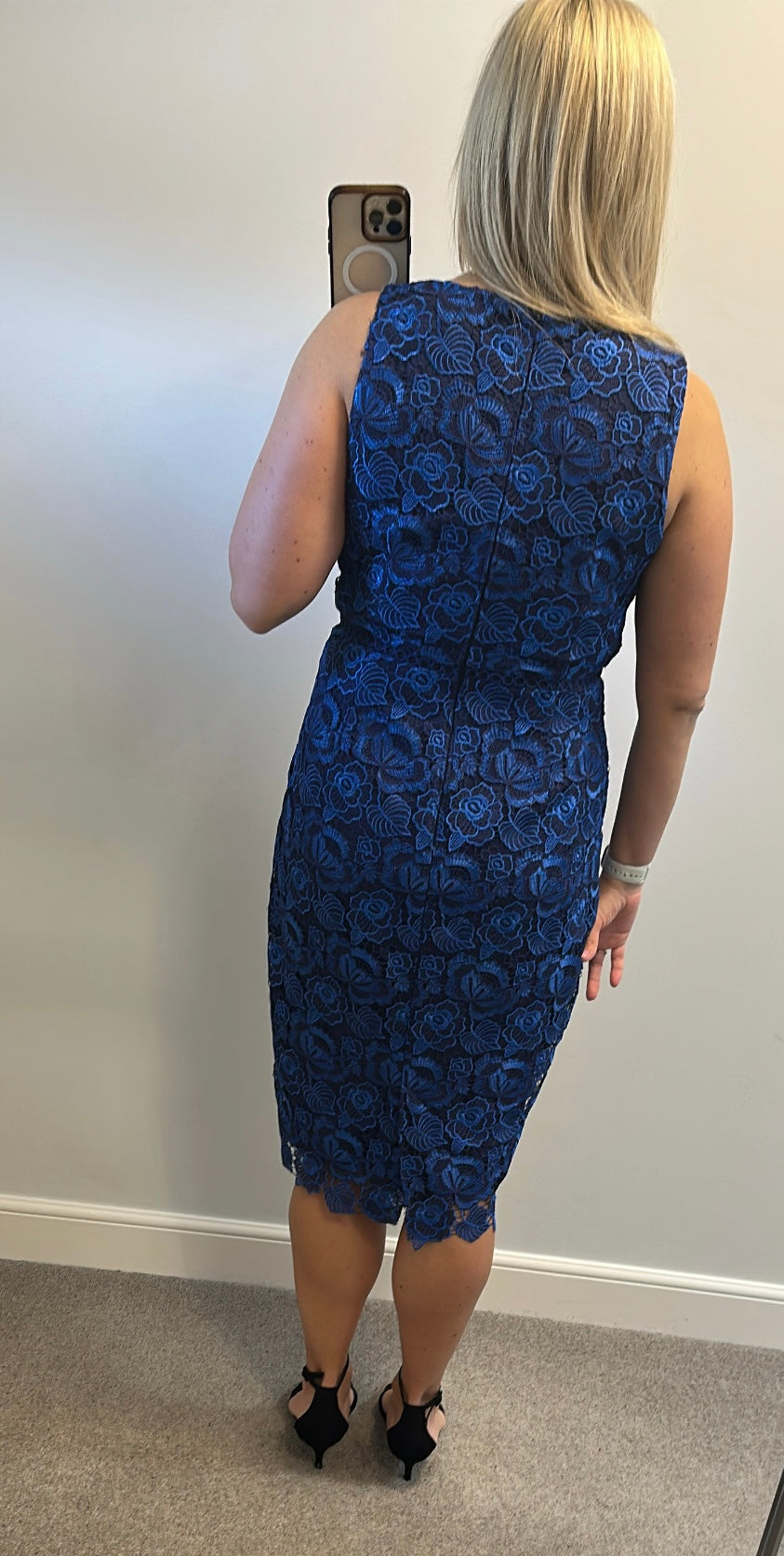 Monsoon cobalt blue lace dress size 14