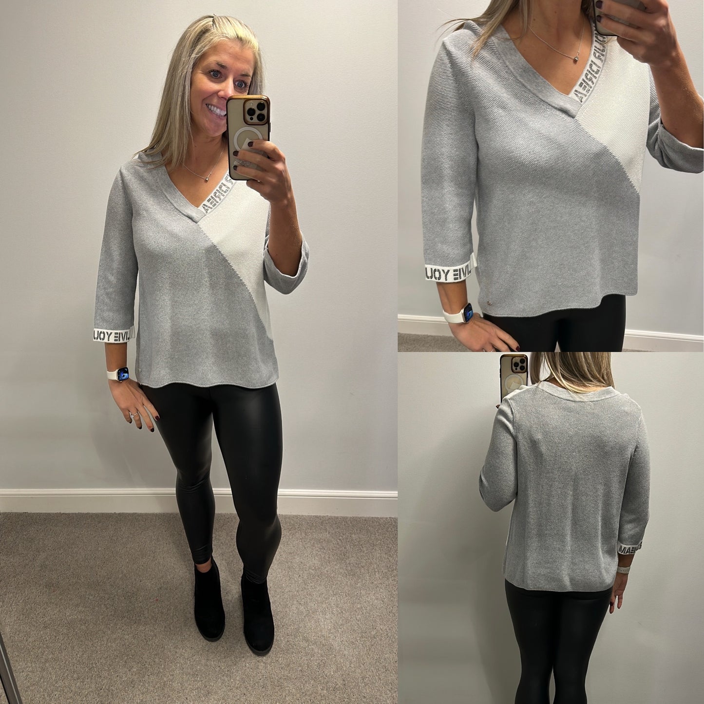 Monari grey knit jumper size 16