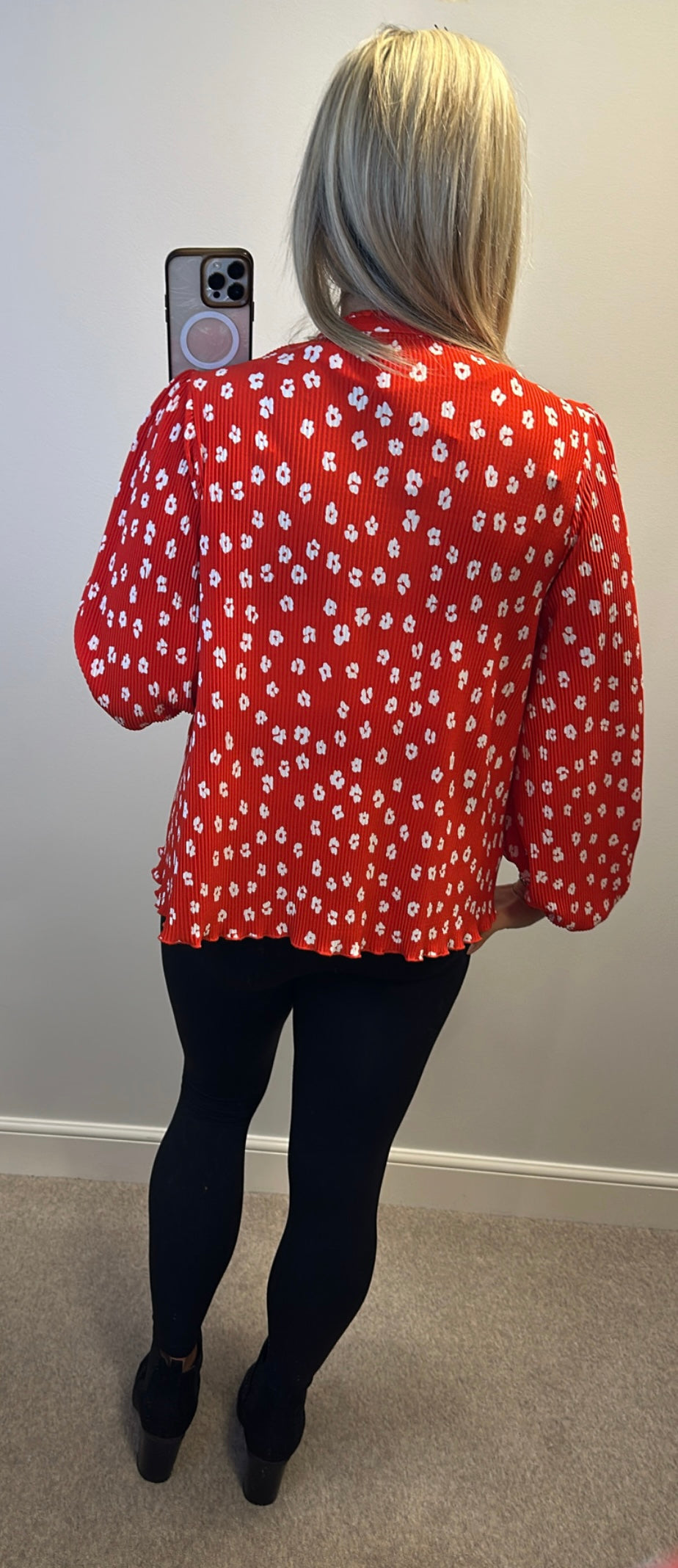 Next red ribbed floral top size 14 petite