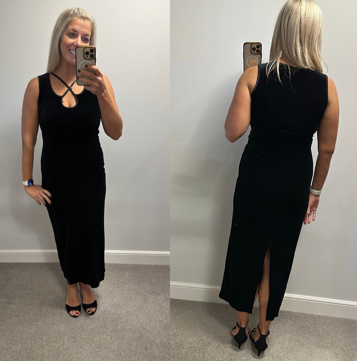 Long black velvet dress size 10 - 12