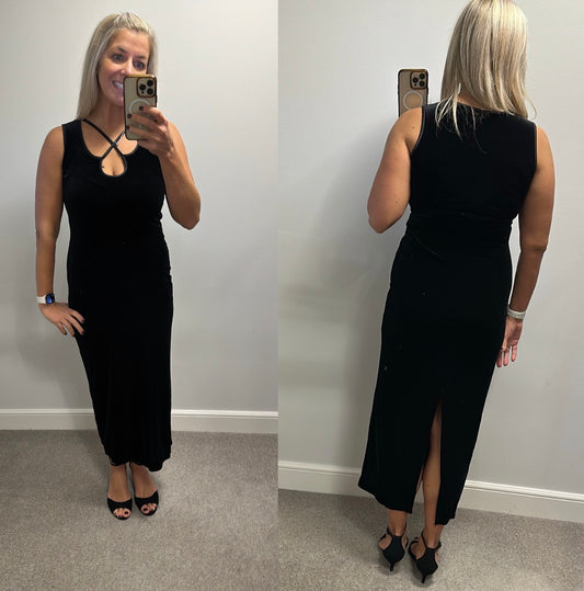 Long black velvet dress size 10 - 12