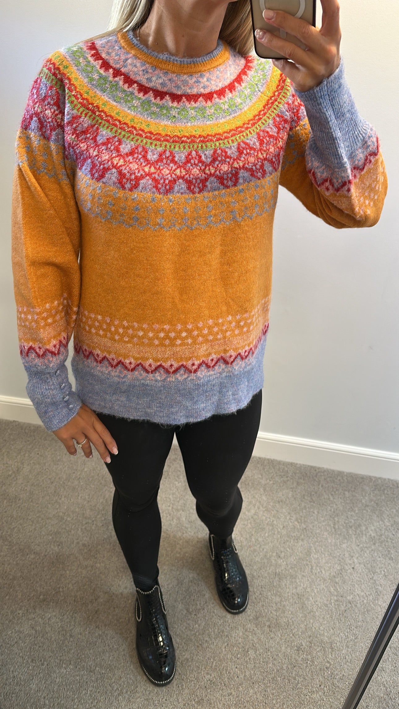 Monsoon orange / multi colour knit jumper size M would fit upto size 14