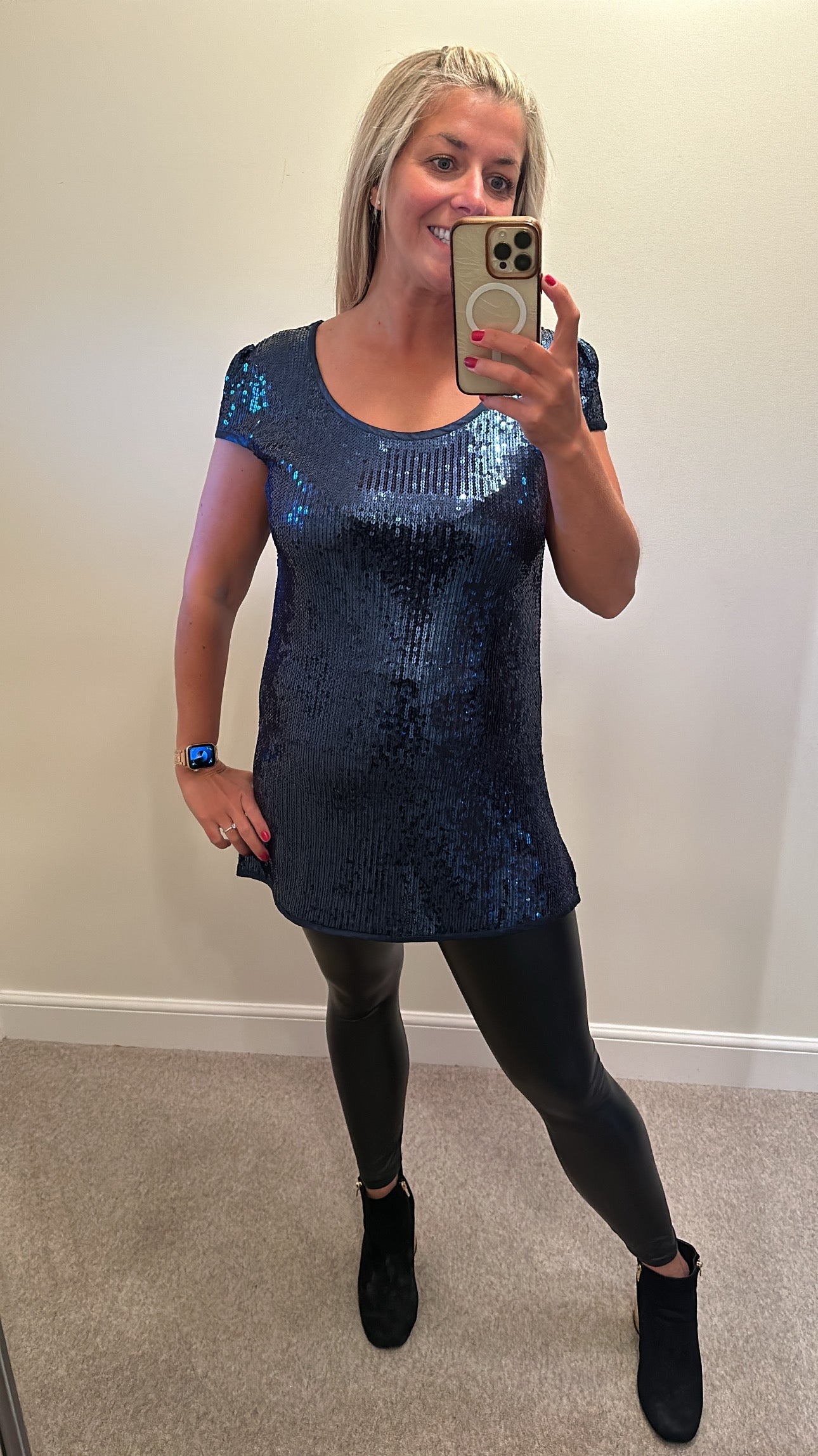 Next navy sequin top / mini dress size 16