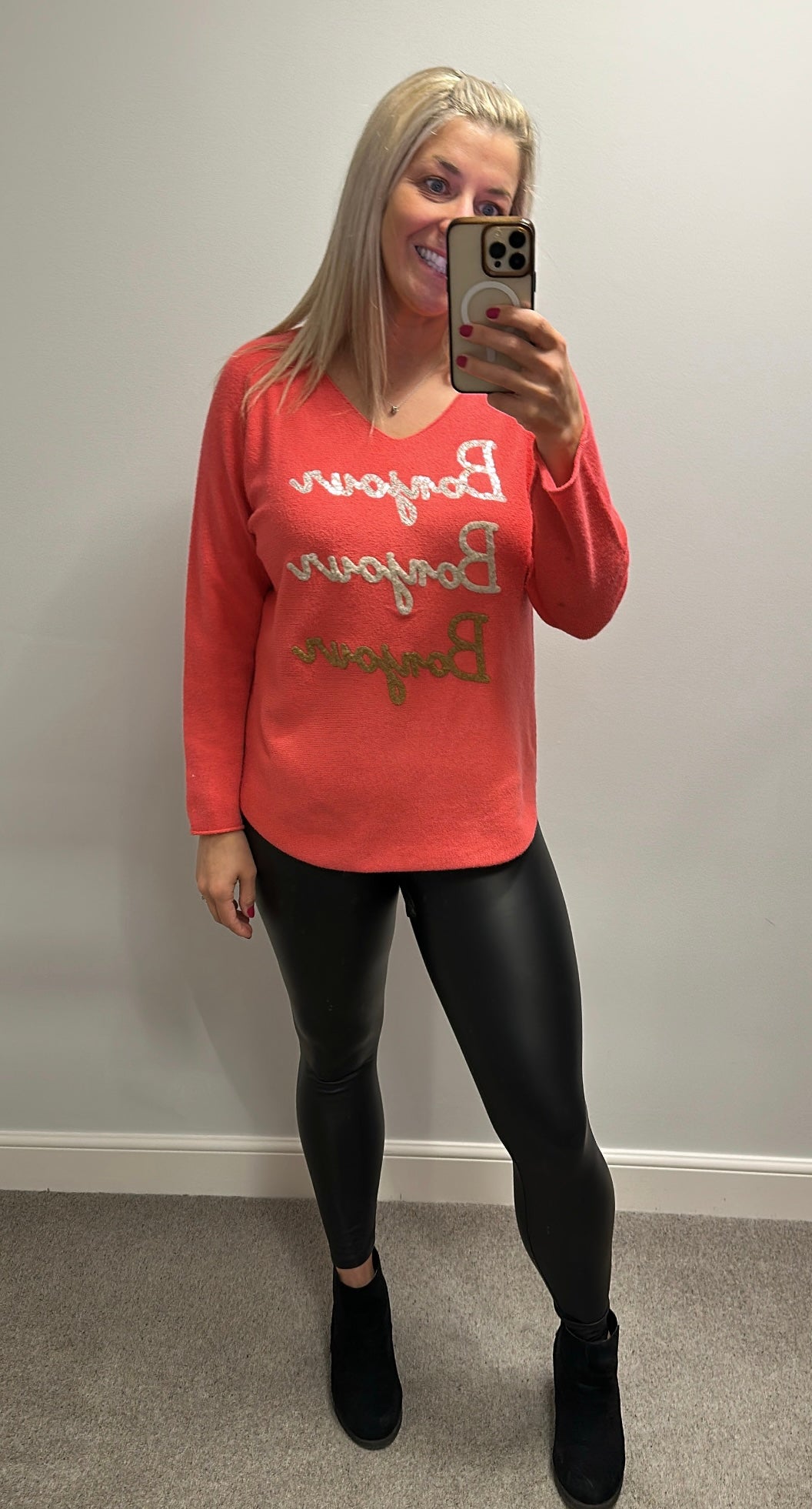 Bonjour coral jumper one size fitting upto size 16