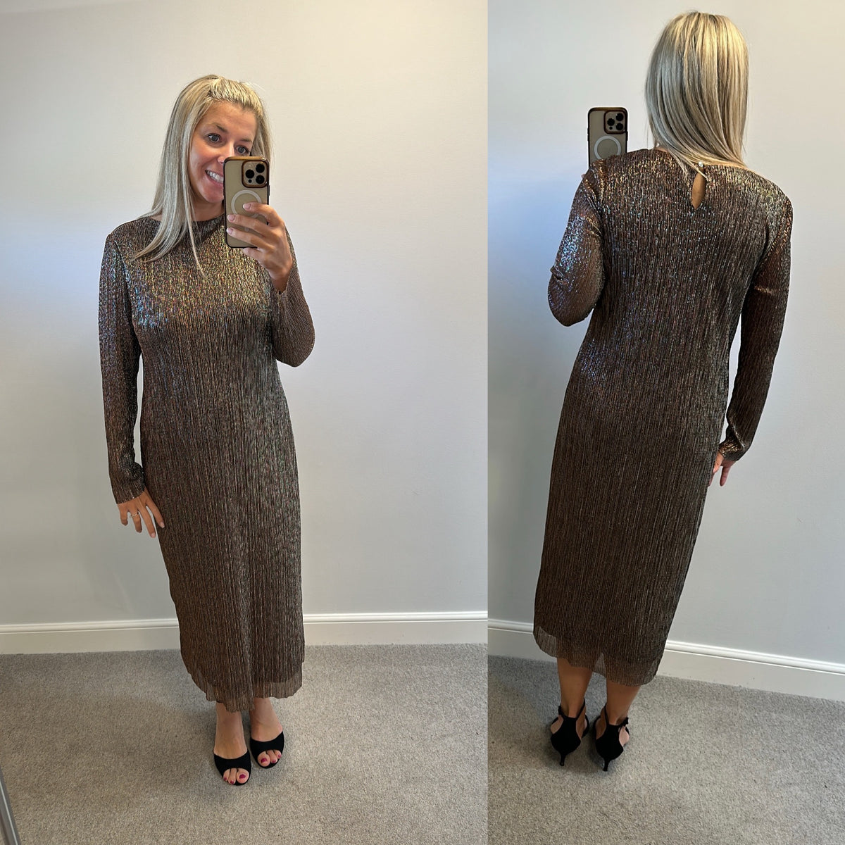 Phase eight black and gold shimmer dress size 14