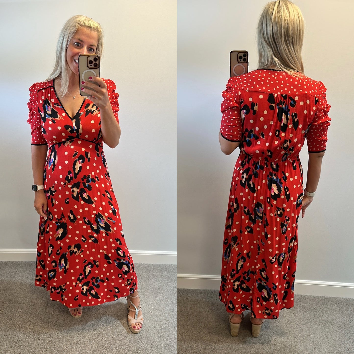 Red polka dot dress one size fitting upto size 16