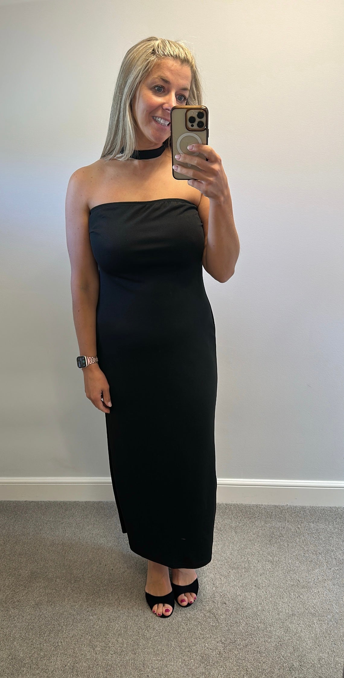 Black dress with bow detailed back size 14