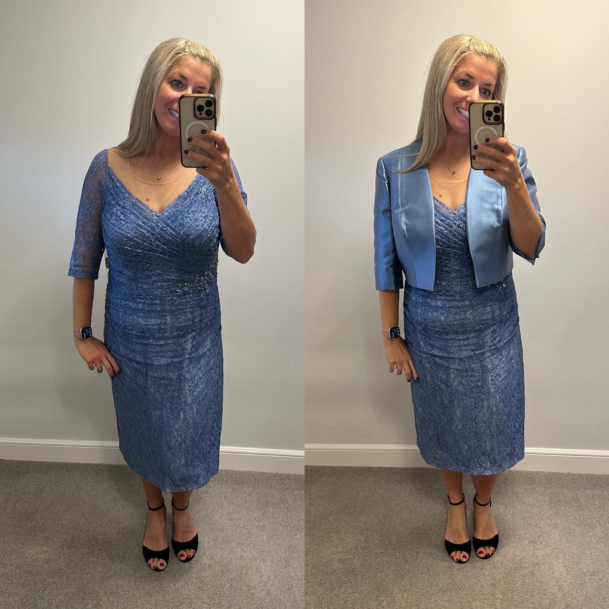 John Charles cornflour blue jacket embellished dress and jacket size 18 brand new with tags RRP £799