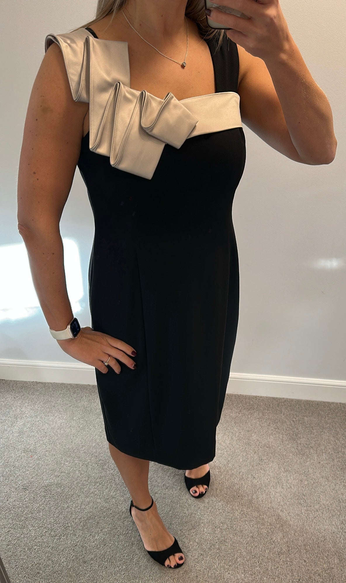 Planet black and gold trim dress size 16