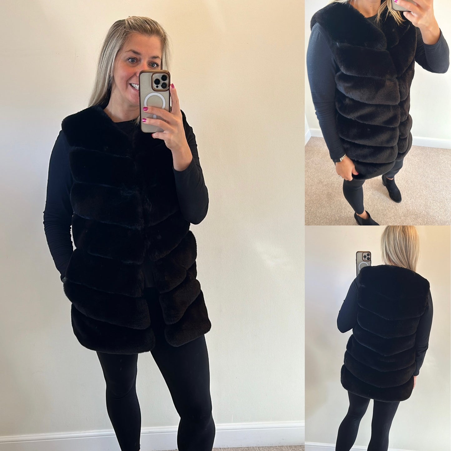 Yu & me black faux fur gilet fit upto size 14