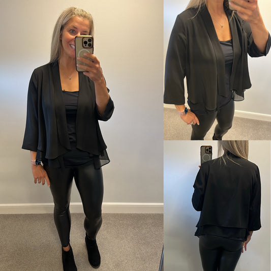 Wallis black floaty waterfall cover up size 18 petite brand new with tags