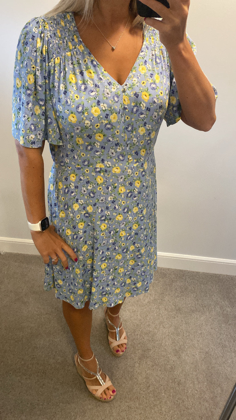 F&F blue floral dress size 16
