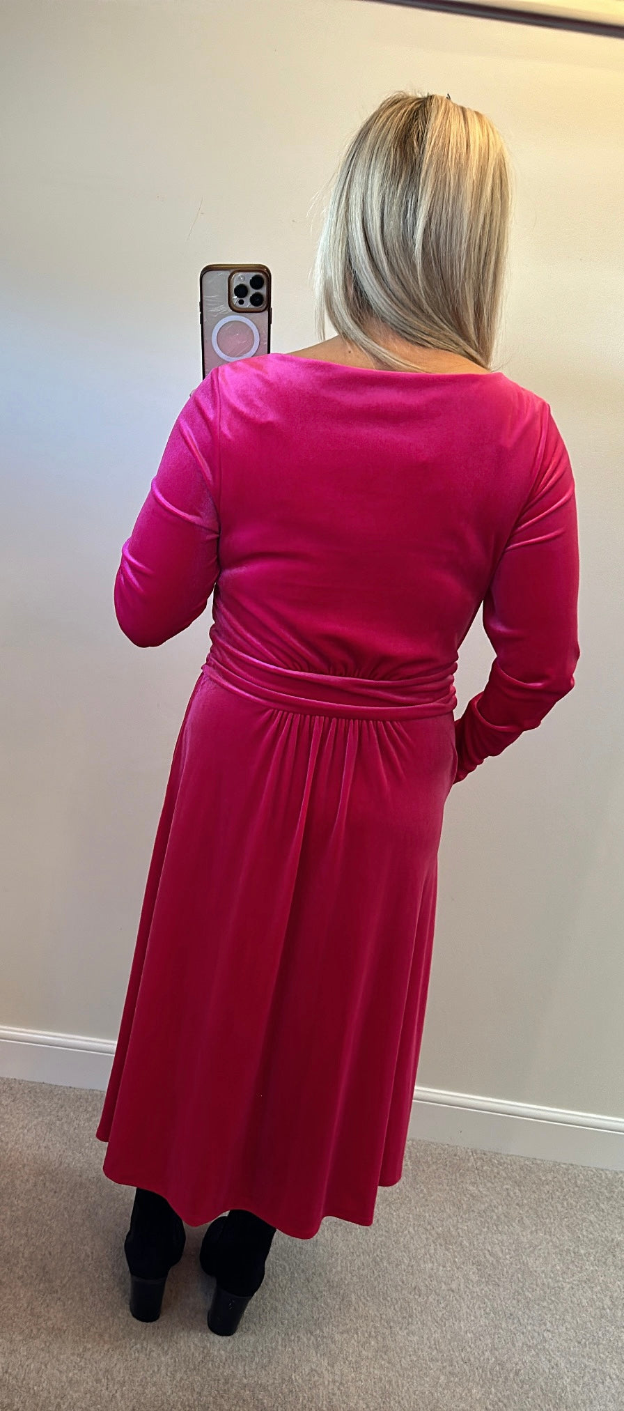 Boden pink velvet dress size 16