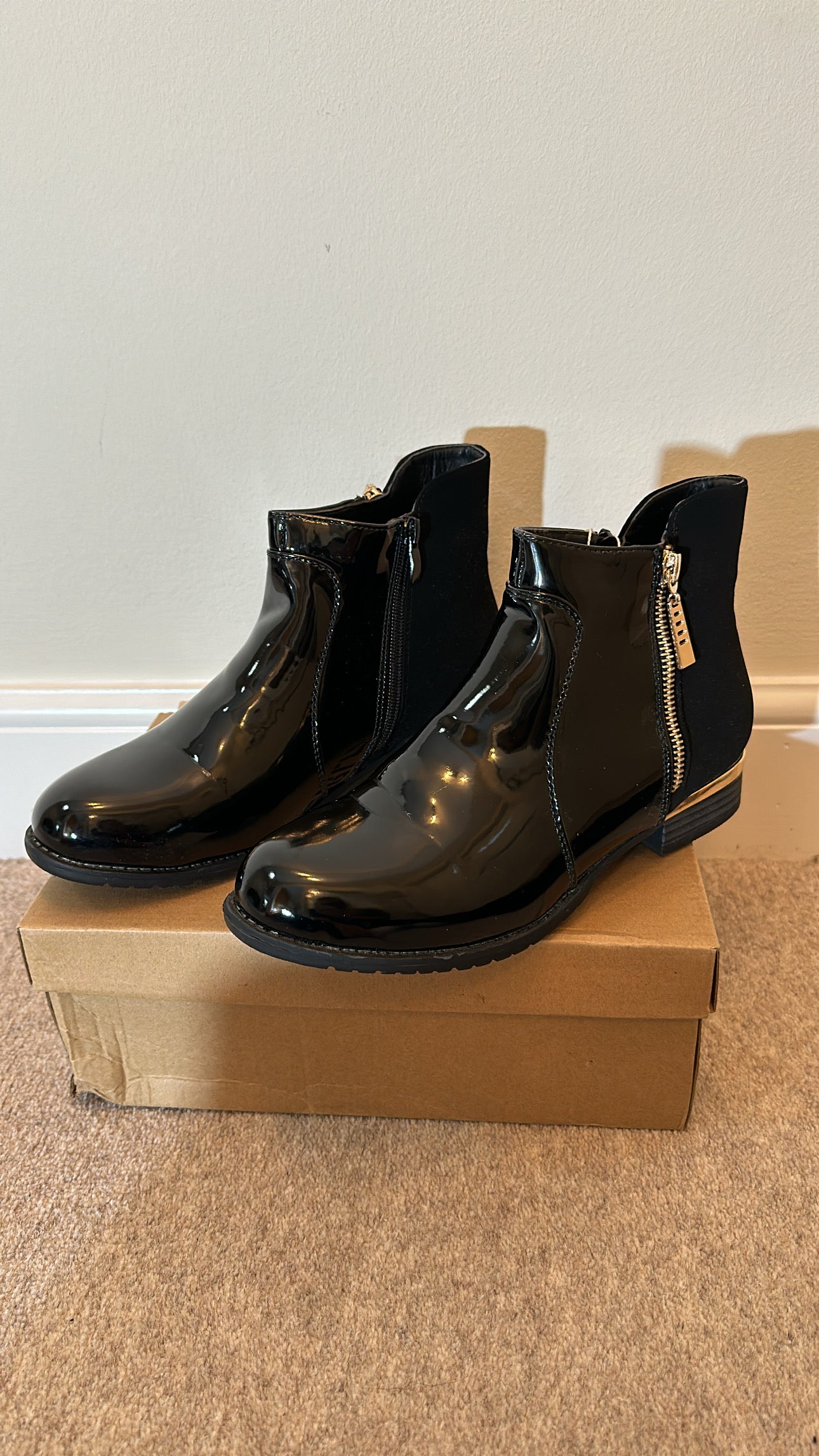 Kerline black patent boots size 6 brand new