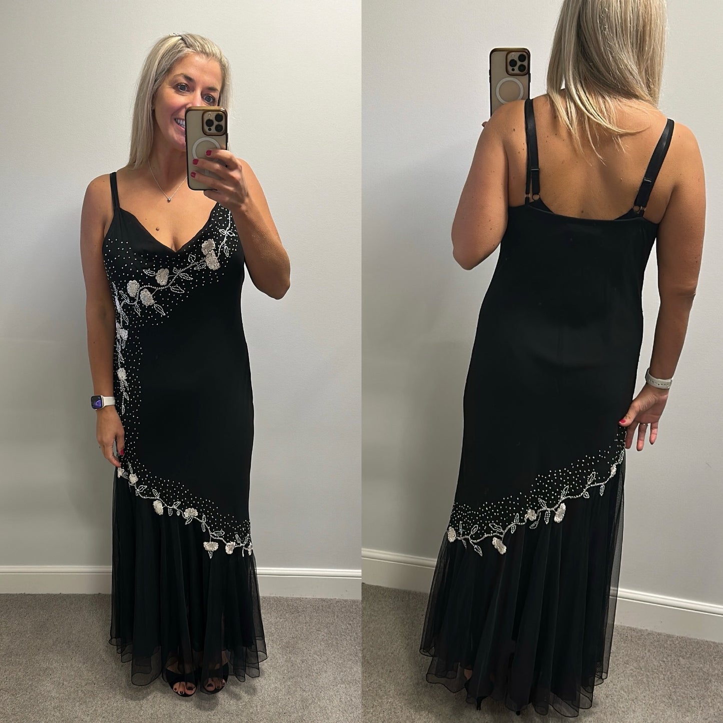 Kathleen C Black beaded evening dress size 16