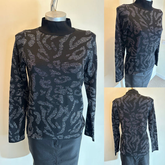 Next black / silver shimmer print polo neck size S brand new with tags