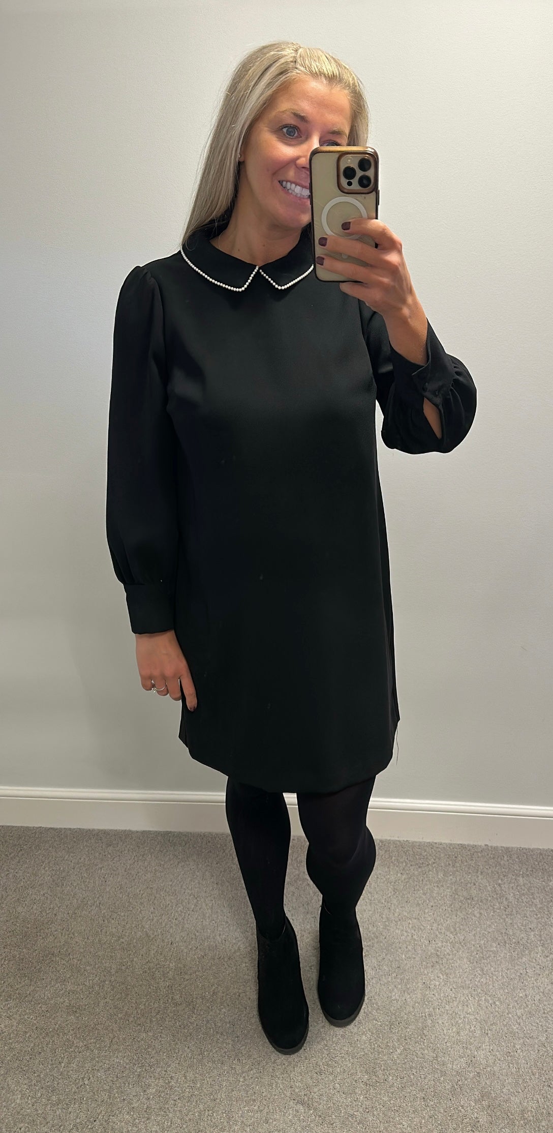 Marks and Spencer’s black pearl collar dress size 12 petite