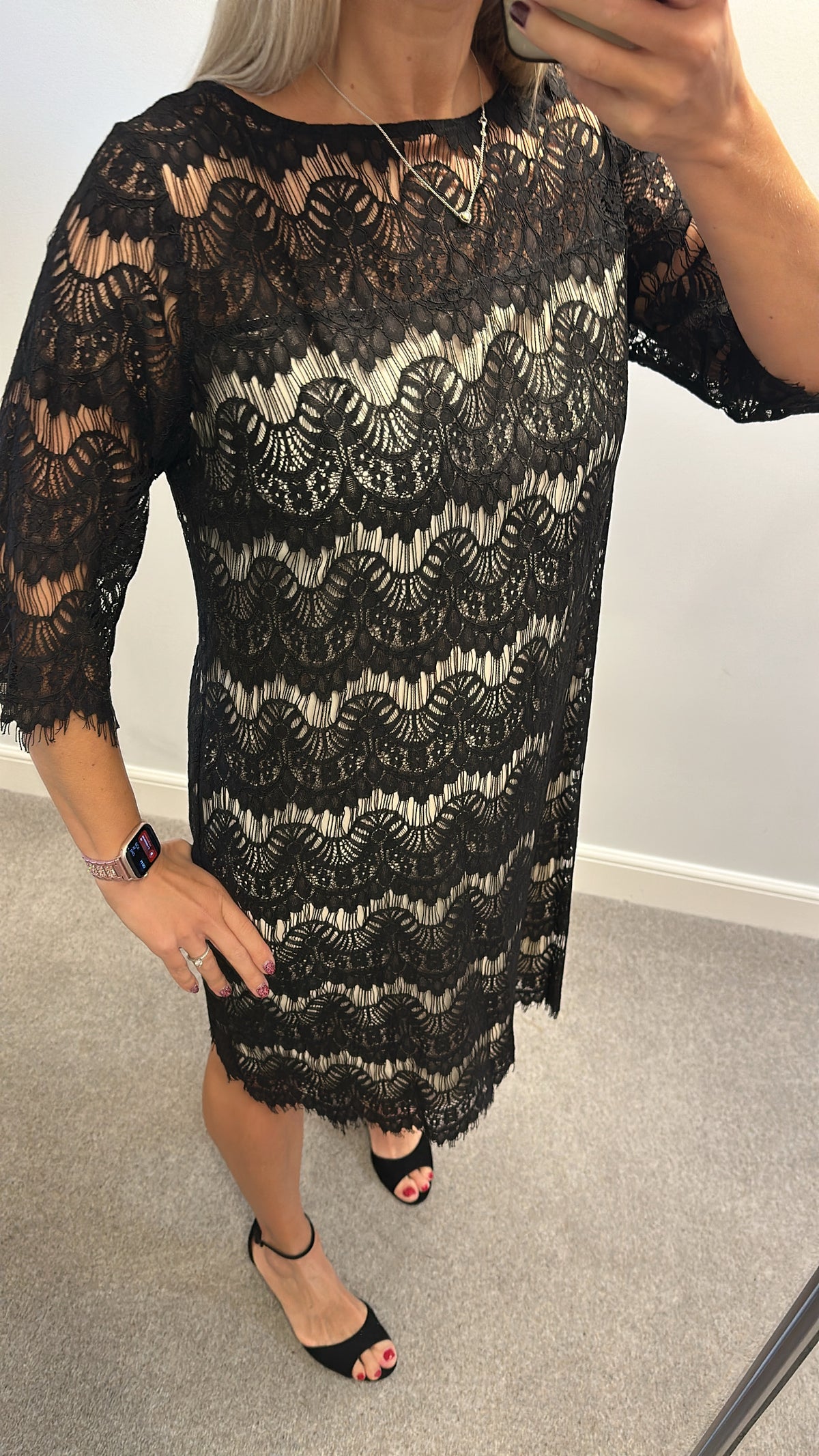 Wallis black / nude lace dress size 18 petite