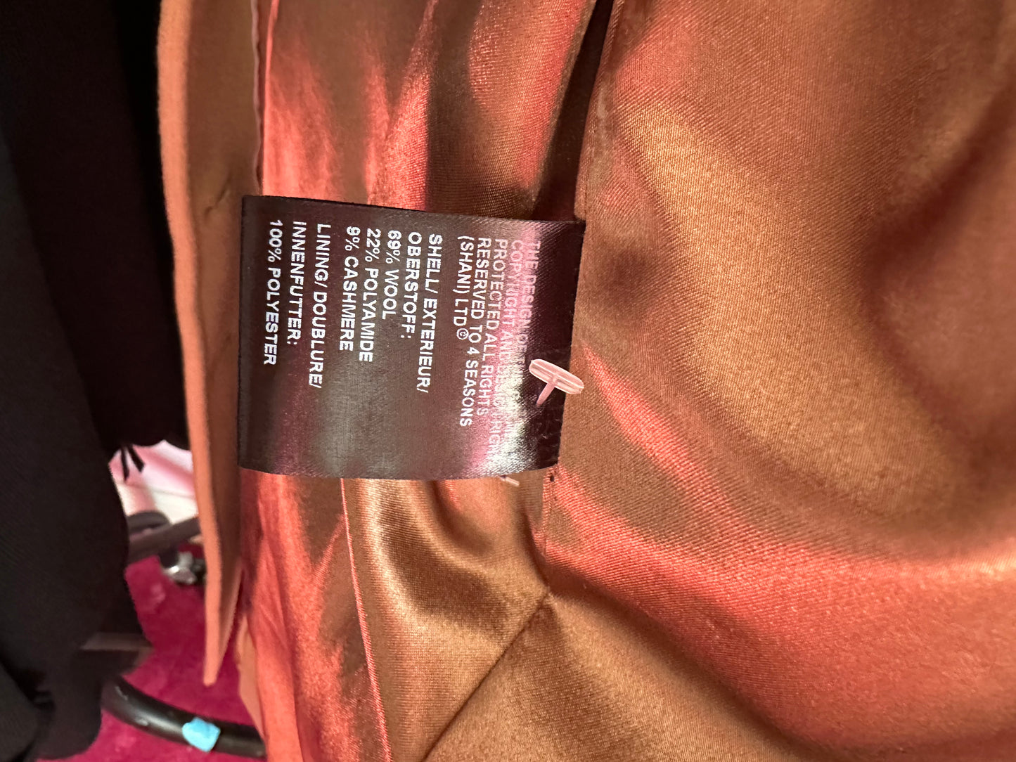 Four seasons tan wool coat size L