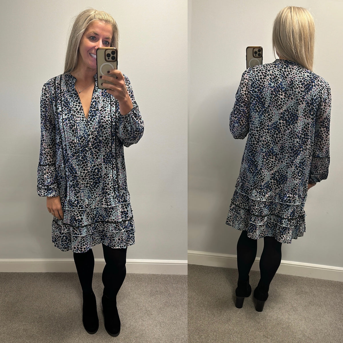Love & Roses blue print dress size 16