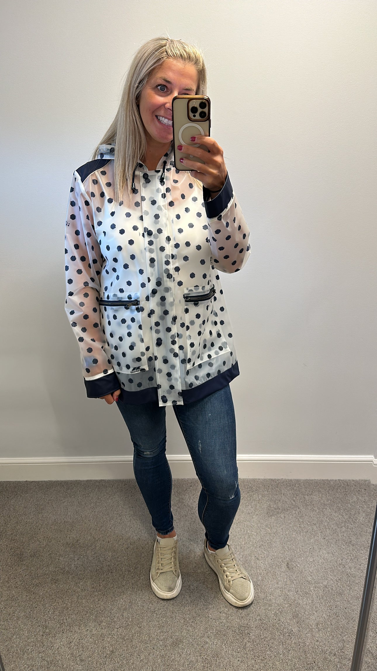 Trespass polka dot waterproof raincoat size 14