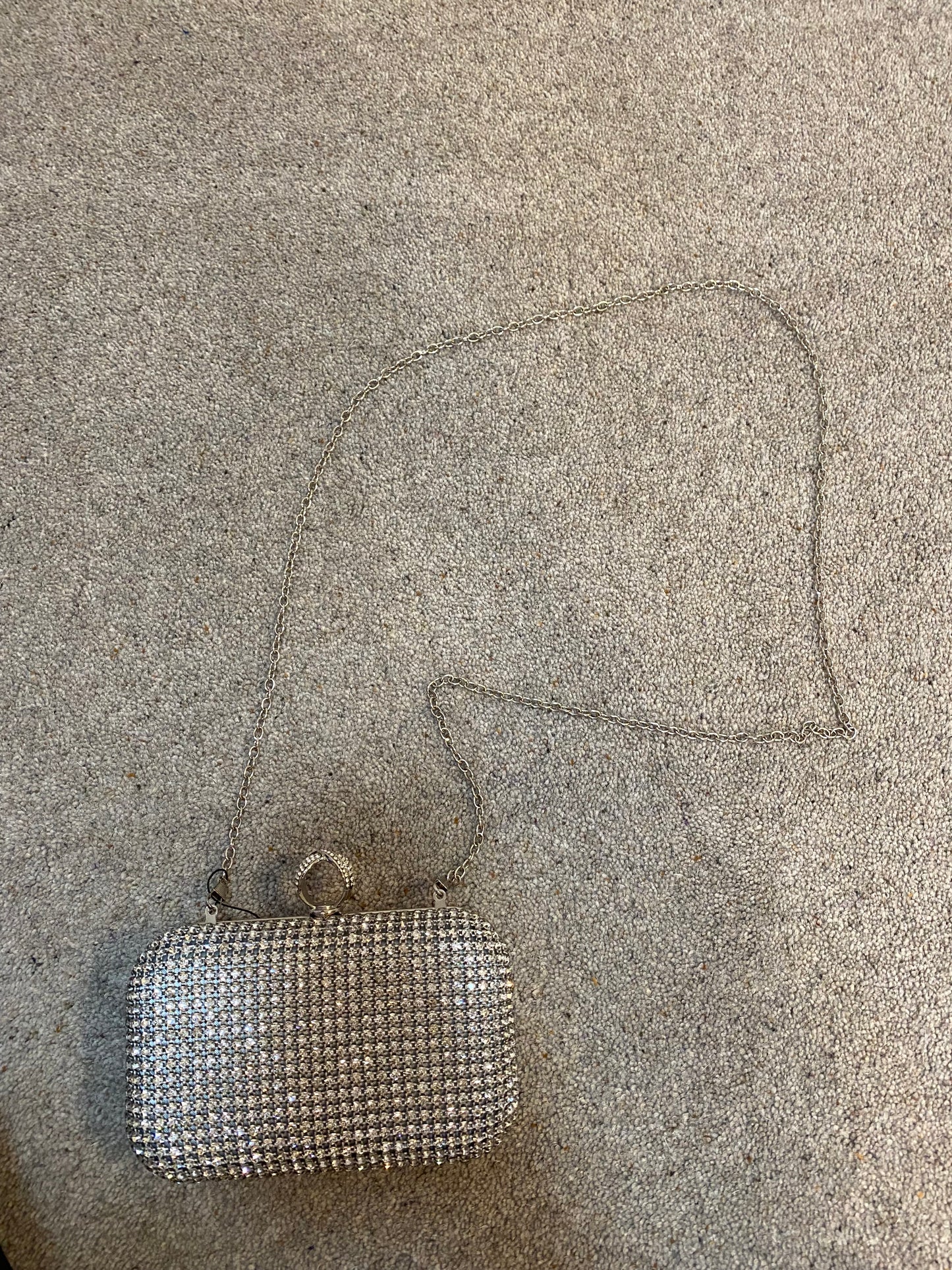 Diamanté clutch bag with strap